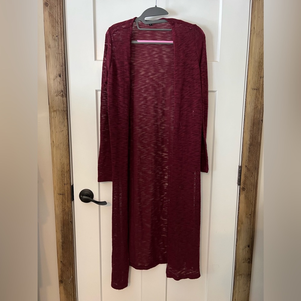 Maroon Cardigan with Side Slits